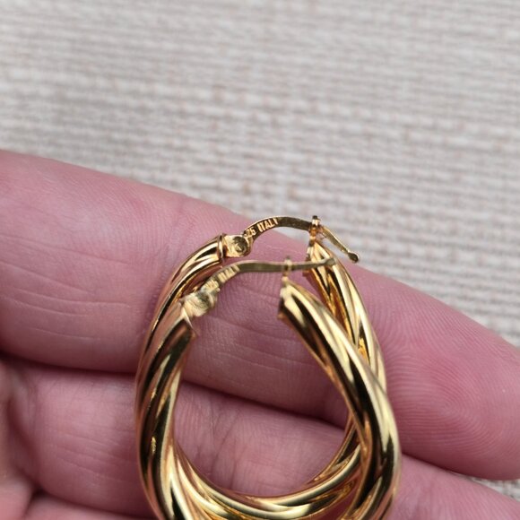Gold Over Sterling Silver Braided Hoop Earrings A6488 - Picture 3 of 5